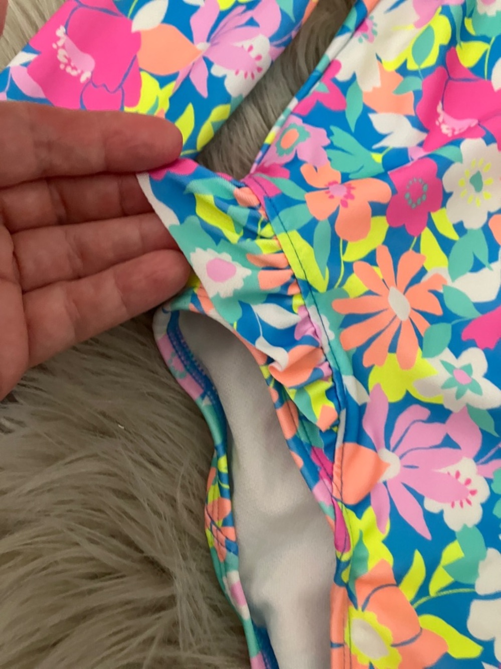 NEW - CAT & JACK Girls' Floral Printed Long Sleeve One Piece Rash Guard | XS 4-5 - Picture 7 of 12